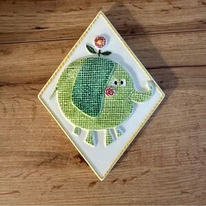 Ceramic Tile Elephant Children’s Room Nursery Diamond Shape Green Pink Yellow